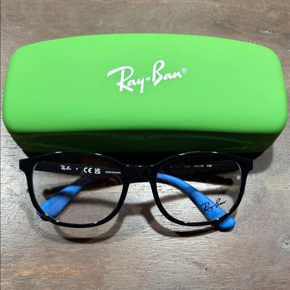 Ray-Ban Black Frame Glasses with Blue Temples